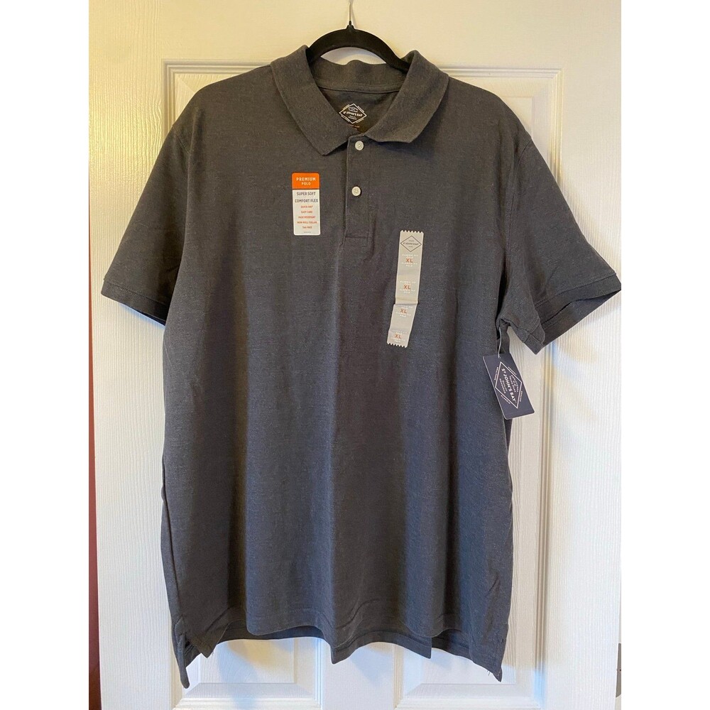 St. John's Bay Men's XL Classic Fit Easy Care Comfort Flex Charcoal Polo Shirt